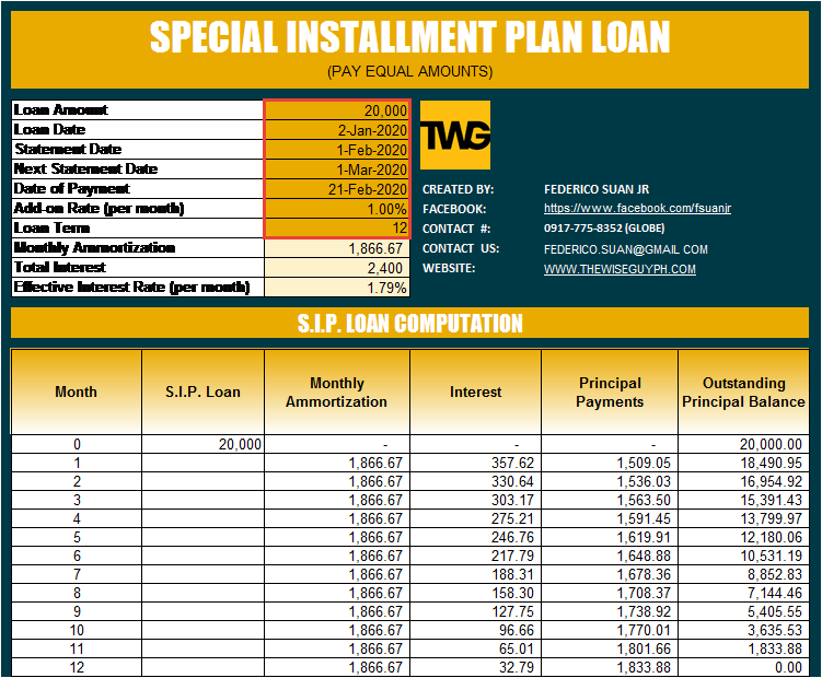 BPI SIP loan calculator